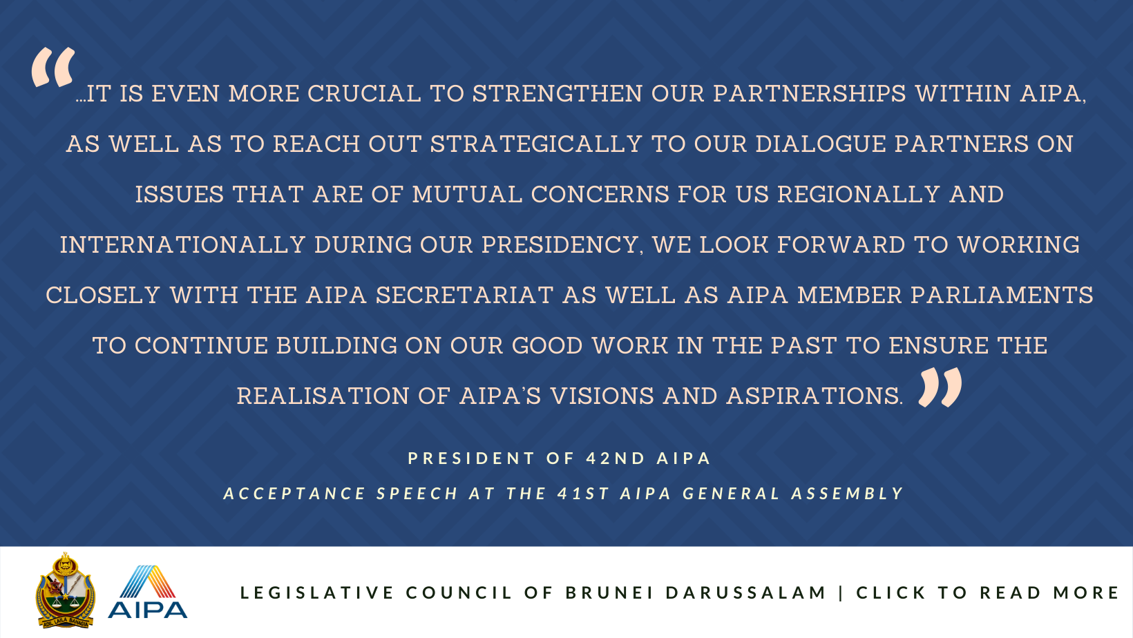 ACCEPTANCE SPEECH AT THE 41ST AIPA GENERAL ASSEMBLY